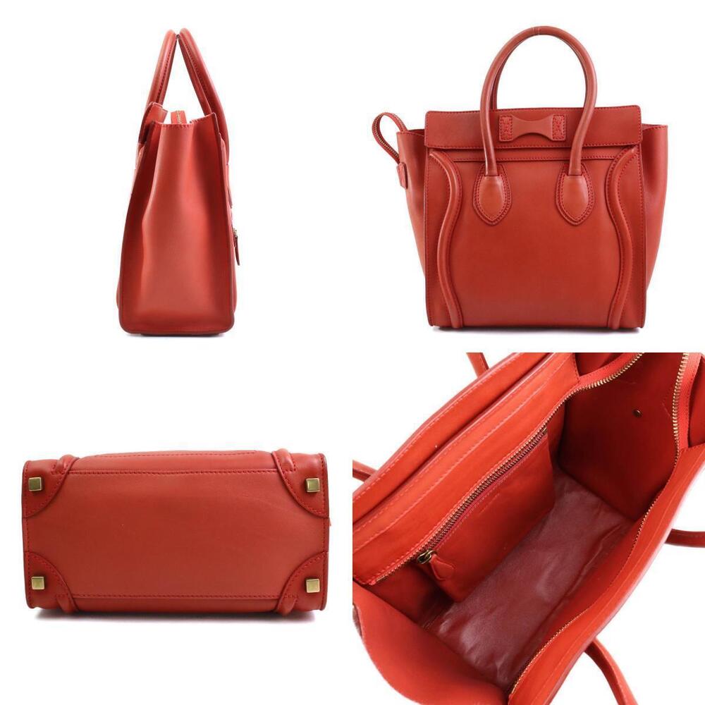 Celine Gold Leather Handbag Luggage Shopper Orange Brown